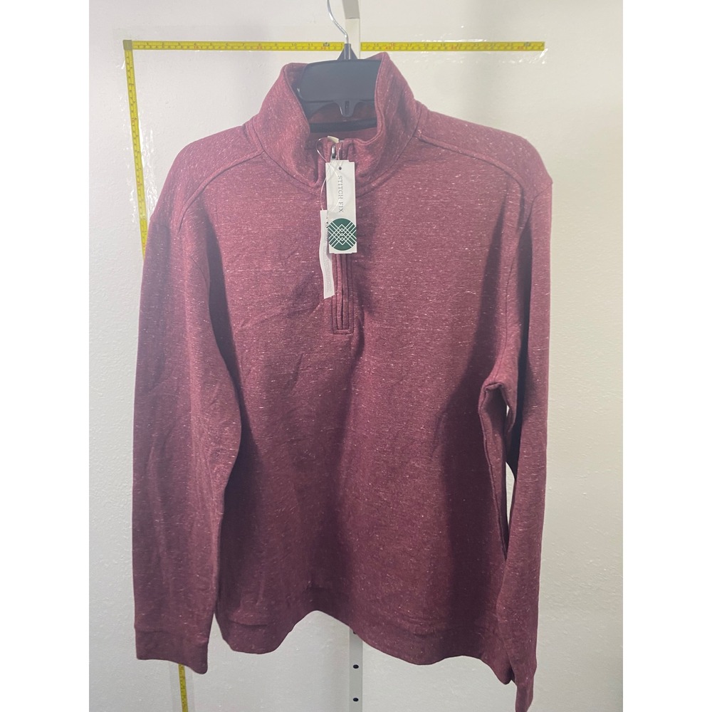 Hawker Rye Mens Burgundy Heather Quarter Zip Pullover Sweater Size Large NWT‎